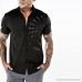 Fashion Hollow T Shirt,Donci Lapel Button Solid Color Personality Tees Black B07NT1FX2N
